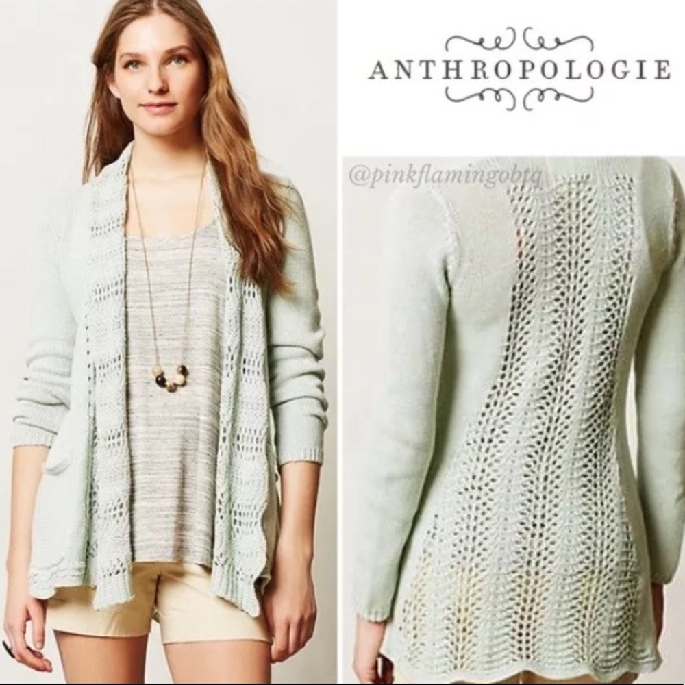 Anthropologie Angel of the North mint open sweater